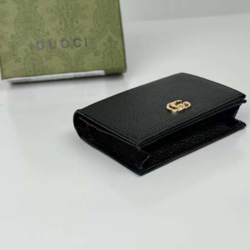 Gucci GG Unisex Leather Card Case Wallet Black Metal-Free Tanned Leather Double G Style ‎456126 CAO0G 1000