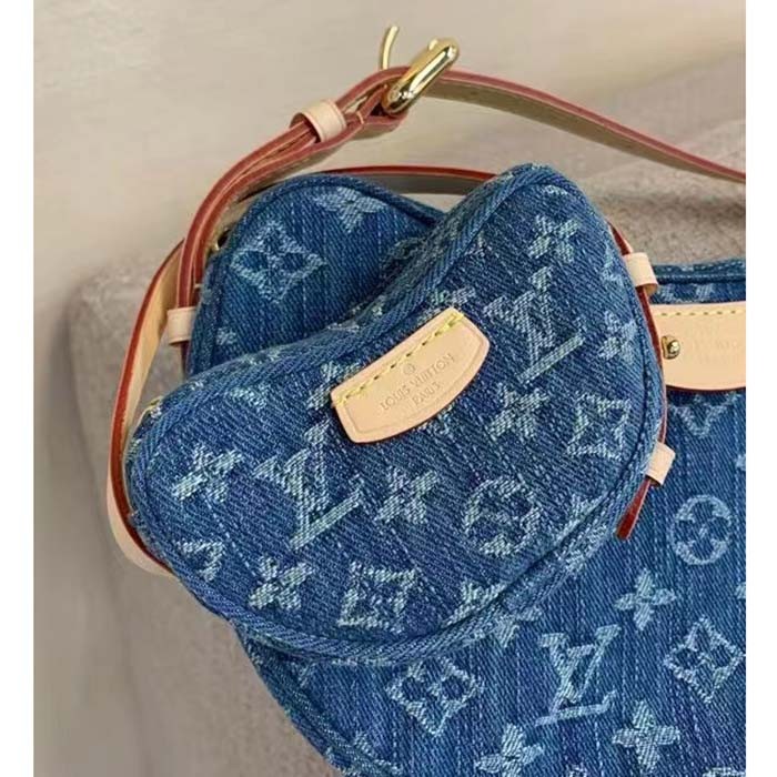 Louis Vuitton LV Unisex Croissant MM Denim Blue GOTS Certified Cotton Monogram Denim