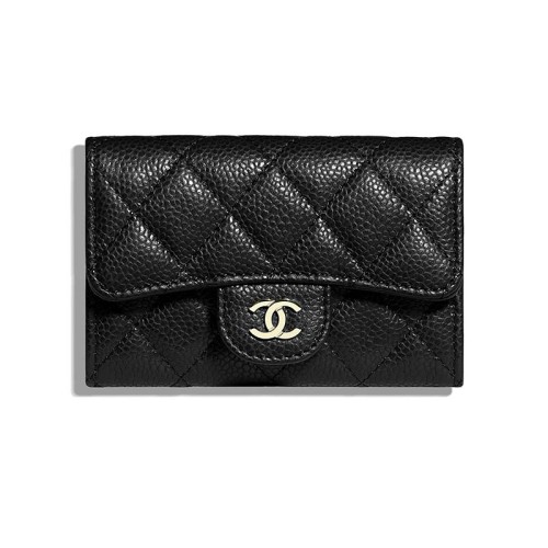 Chanel Women Classic Card Holder Grained Calfskin & Gold-Tone Metal-Black