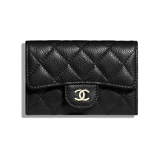 Chanel Women Classic Card Holder Grained Calfskin & Gold-Tone Metal-Black