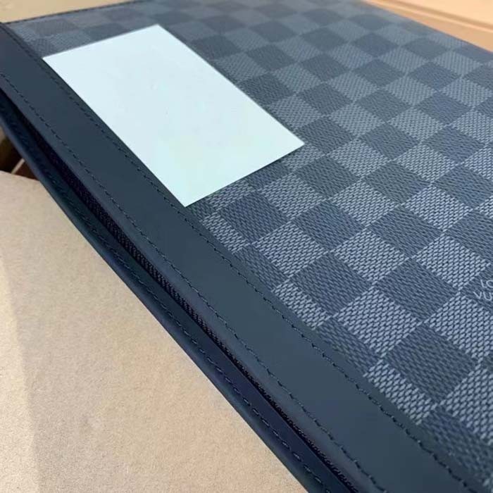 Louis Vuitton LV Unisex Pochette Voyage MM Black Grey Damier Graphite Coated Canvas