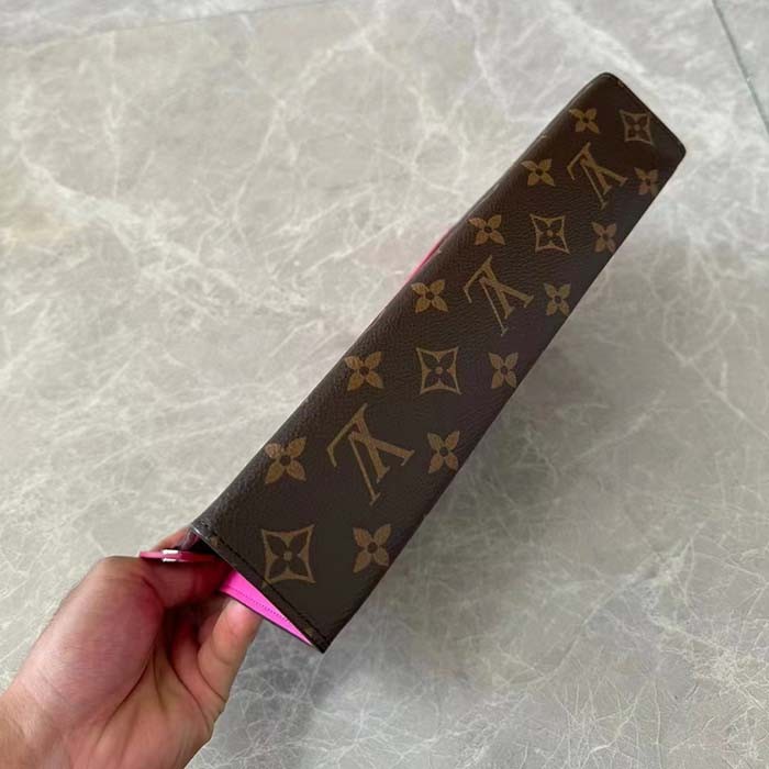 Louis Vuitton LV Unisex Pochette Voyage MM Pink Monogram Macassar Coated Canvas Cowhide-Leather