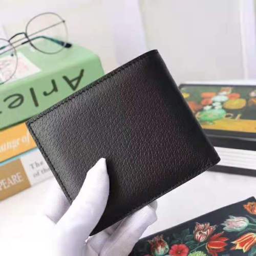 Gucci GG Men GG Marmont Leather Bi-Fold Wallet in Black in Calfskin Leather