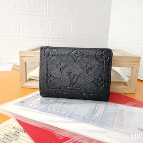 Louis Vuitton LV Unisex Cléa Wallet Black Embossed Supple Grained Cowhide Leather