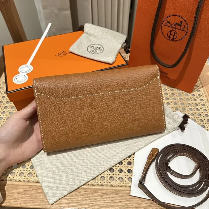 Hermes Women Constance Long To Go in Epsom Leather-Brown/Silver