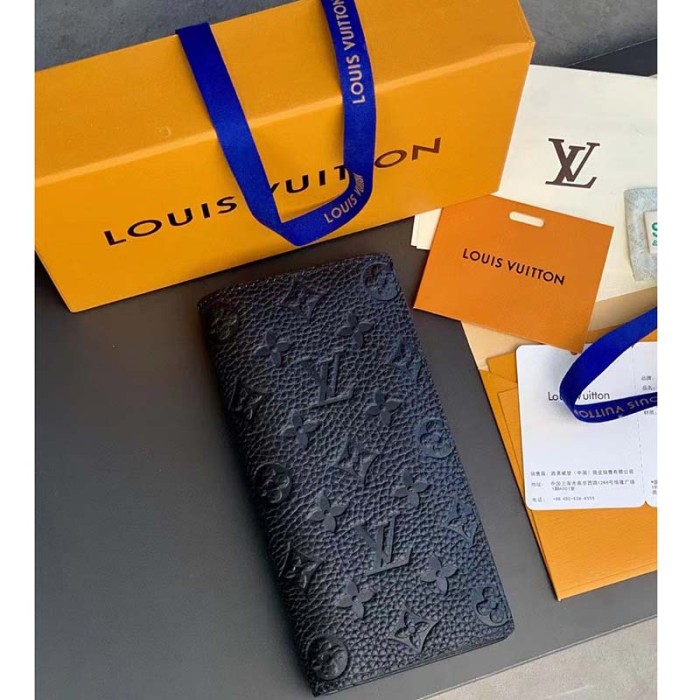 Louis Vuitton Unisex LV Brazza Wallet Black Taurillon Cowhide Leather