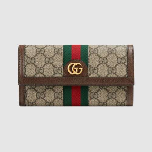 Gucci GG Unisex Ophidia GG Continental Wallet in Beige/Ebony GG Supreme Canvas