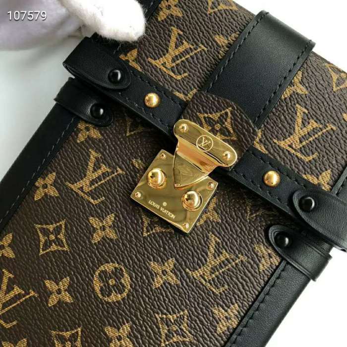 Louis Vuitton LV Unisex Vertical Trunk Pochette Monogram Coated Canvas