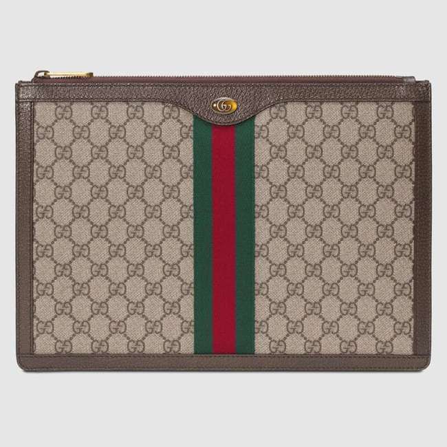 Gucci GG Unisex Ophidia GG Portfolio in Beige/Ebony GG Supreme Canvas