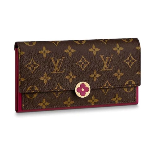 Louis Vuitton LV Women Flore Wallet in Monogram Coated Canvas and Calf Leather