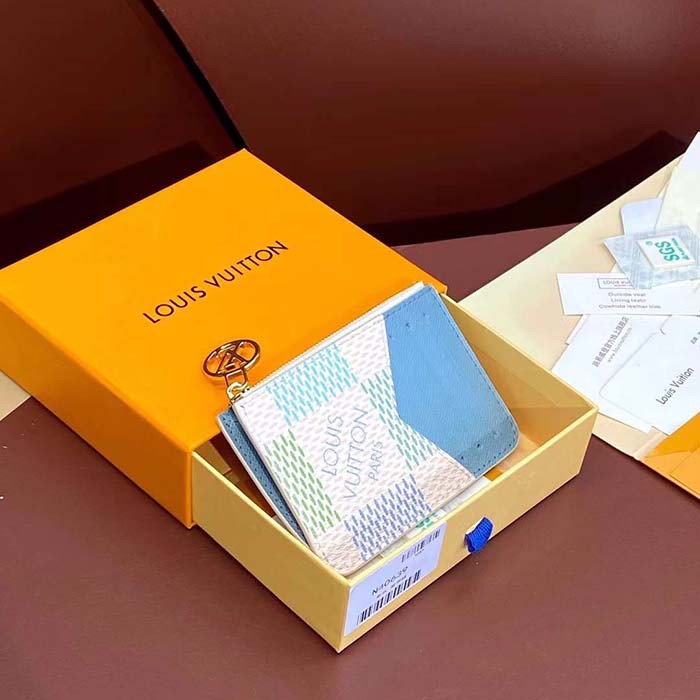 Louis Vuitton LV Unisex Romy Card Holder Green Damier Coated Canvas N40639