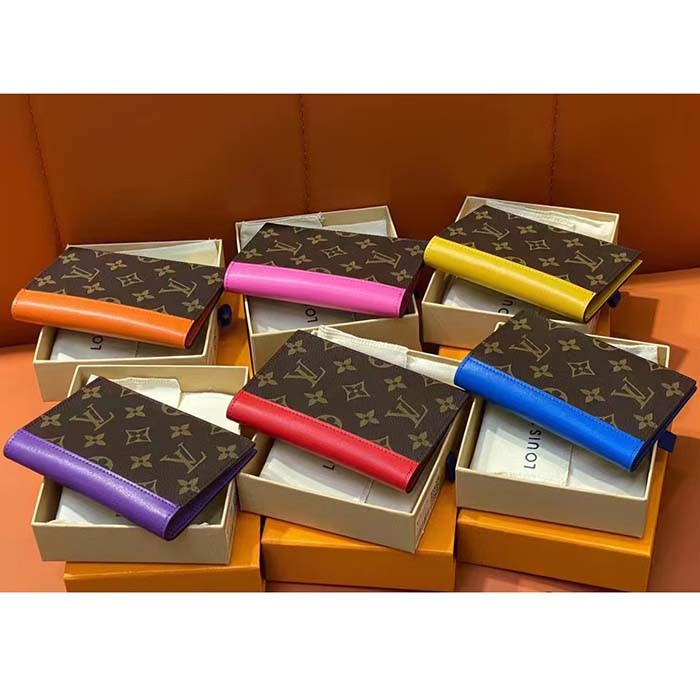 Louis Vuitton LV Unisex Passport Cover Purple Monogram Macassar Coated Canvas Cowhide Leather