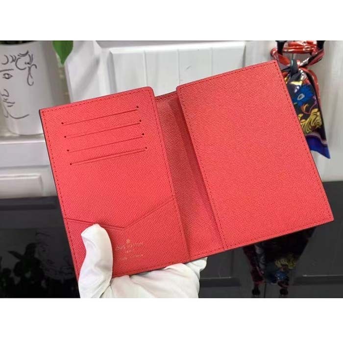 Louis Vuitton LV Unisex Passport Cover Dragon Fruit Pink Monogram Coated Canvas Grained Cowhide Leather