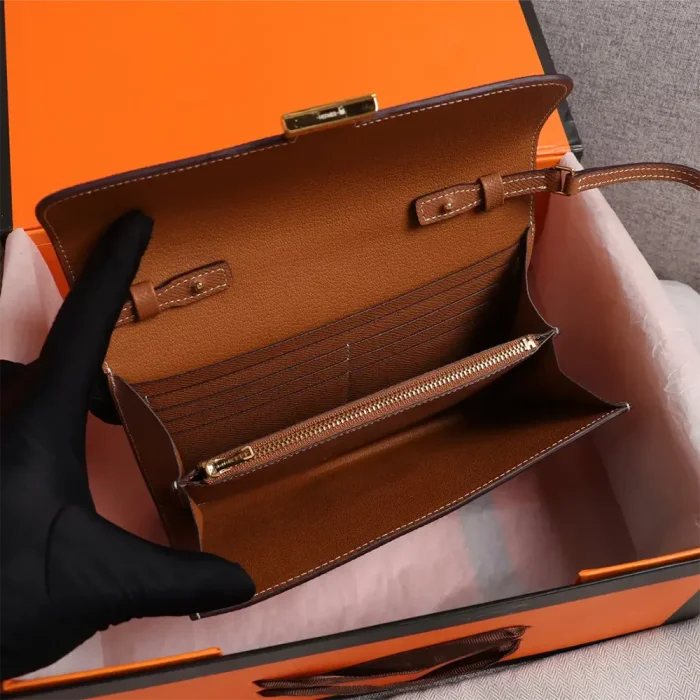 Hermes Women Constance Long To Go in Epsom Leather-Brown/Gold