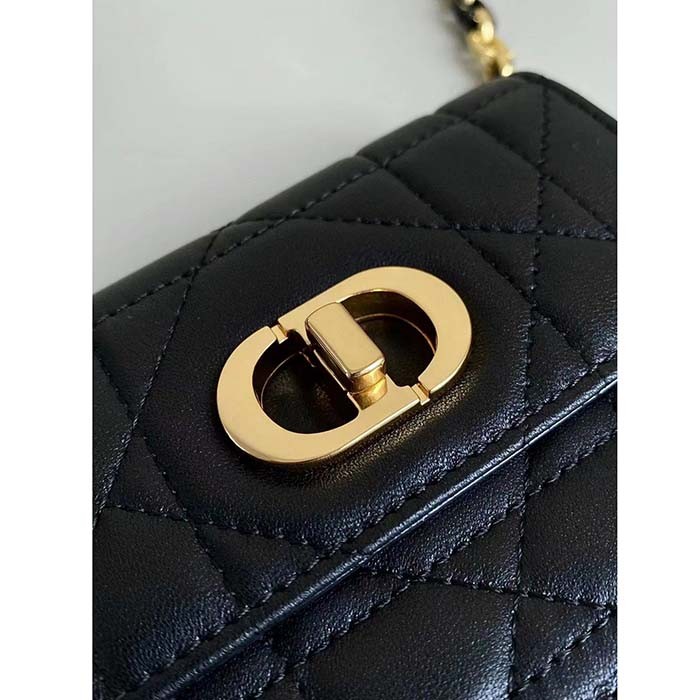 Dior Women CD Miss Caro Micro Bag Black Macrocannage Lambskin