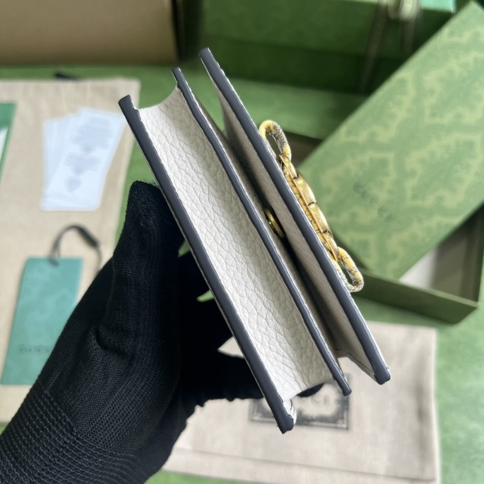 Gucci Unisex GG Wallet Interlocking G Python Bow Light Pink Leather Moiré Lining