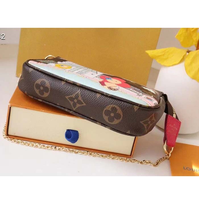 Louis Vuitton LV Women Mini Pochette Accessoires Fuchsia Monogram Coated Canvas