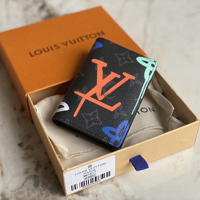 Louis Vuitton Unisex Pocket Organizer LV Graffiti Orange Coated Canvas Cowhide Leather