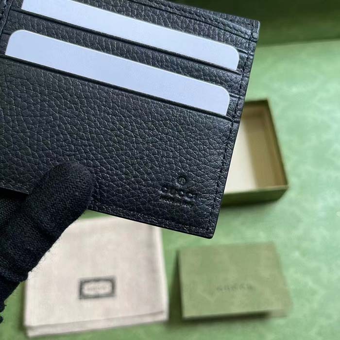 Gucci Unisex Jumbo GG Wallet Black Leather Moiré Lining