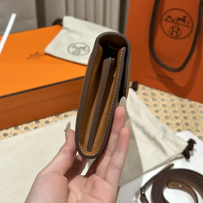 Hermes Women Constance Long To Go in Epsom Leather-Brown/Silver