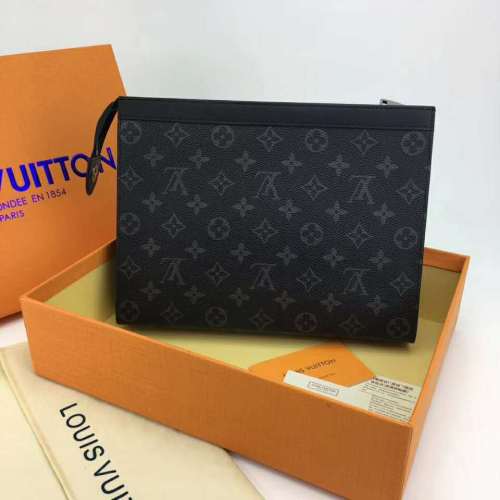 Louis Vuitton LV Unisex Pochette Voyage MM Bag in Monogram Eclipse canvas-Grey