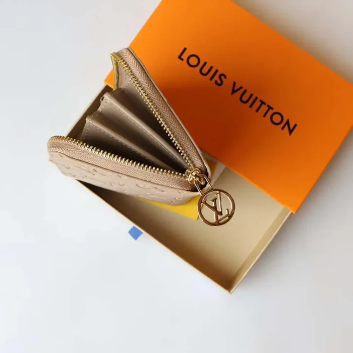 Louis Vuitton Unisex Zippy Wallet Monogram-embossed Lambskin-Taupe Brown