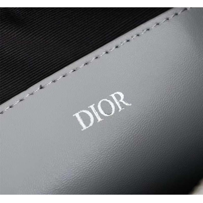 Dior Unisex A5 Pouch Gray CD Diamond Canvas Smooth Calfskin