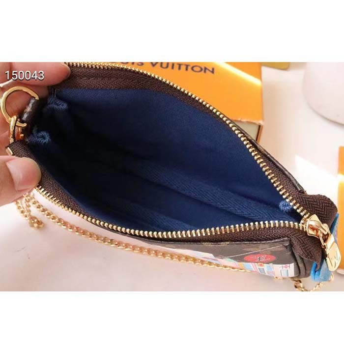 Louis Vuitton LV Women Mini Pochette Accessoires Blue Monogram Coated Canvas