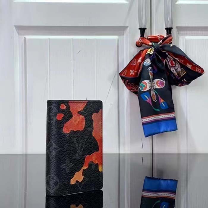 Louis Vuitton LV Unisex Pocket Organizer Red Sunset Monogram Eclipse Coated Canvas