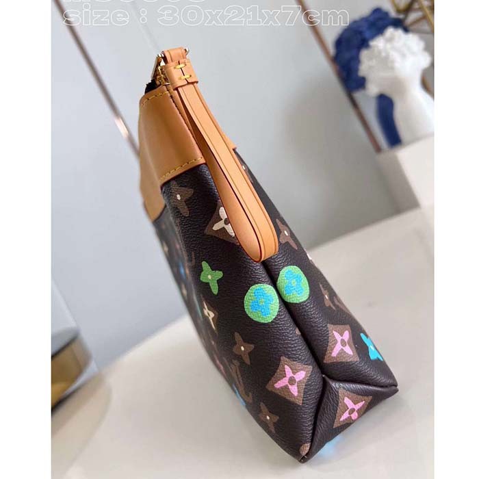 Louis Vuitton Unisex Pochette Voyage Souple Chocolate Monogram Craggy Coated Canvas M83568