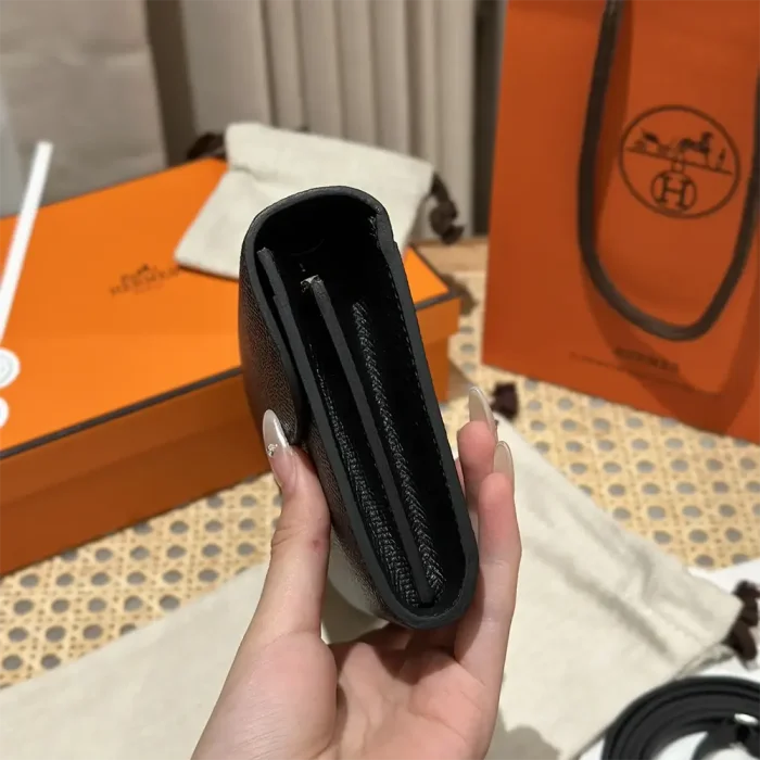 Hermes Women Constance Long To Go in Epsom Leather-Black/Silver