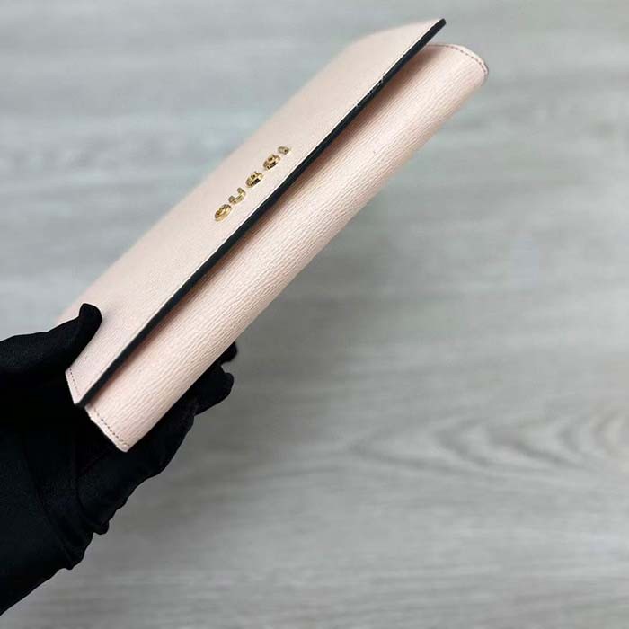 Gucci Unisex GG Continental Wallet Gucci Script Beige Leather Taffeta