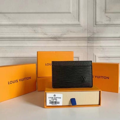 Louis Vuitton LV Unisex Card Holder Wallet Black Epi Leather