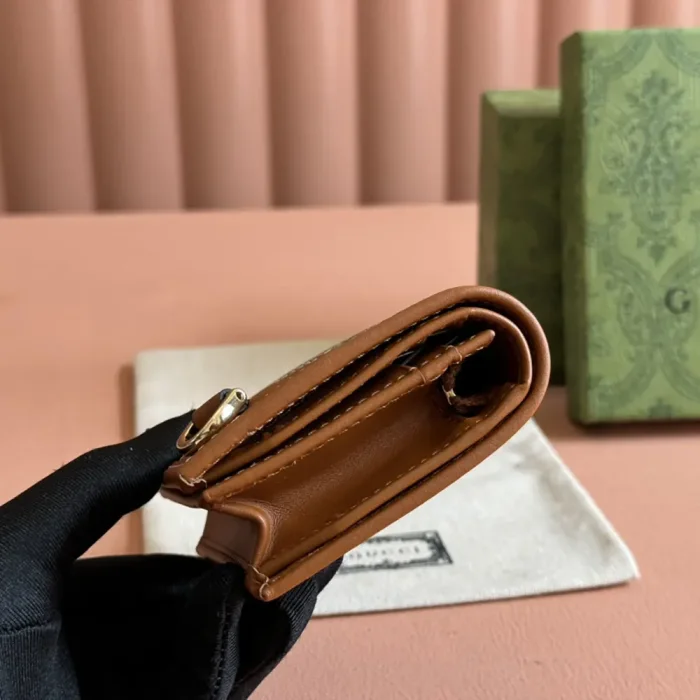 Gucci Women GG Emblem Mini Wallet-Brown 820692FAD6L9758