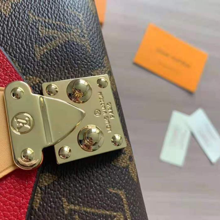 Louis Vuitton LV Women Pallas Compact Wallet in Monogram Canvas with Colored Calf Leather