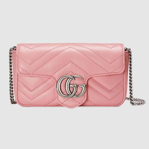 Gucci GG Women GG Marmont Super Mini Bag Matelassé Chevron-Pink