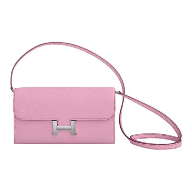 Hermes Women Constance Long To Go in Epsom Leather-Pink/Silver