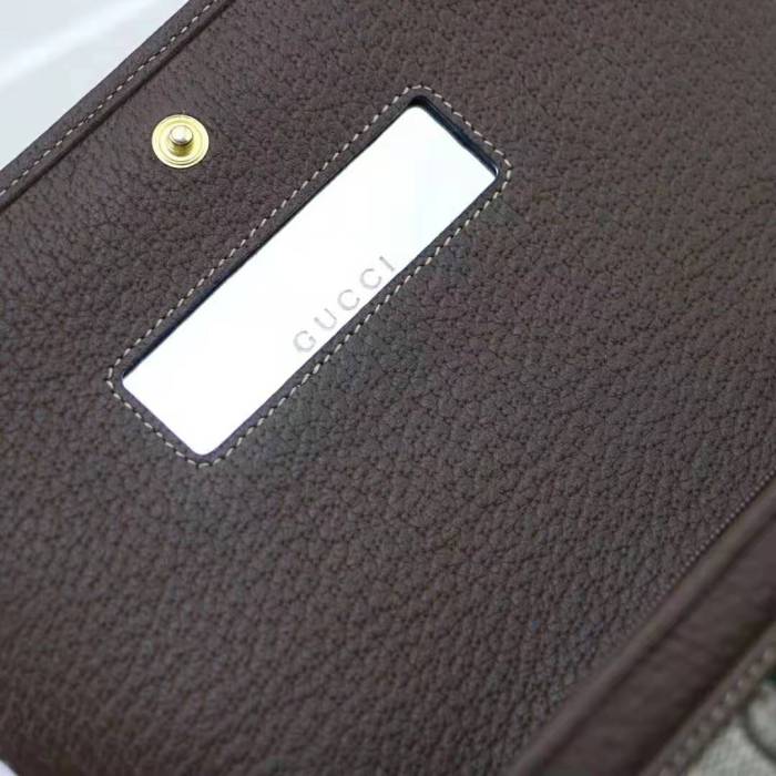 Gucci GG Women Ophidia GG Chain Wallet in Beige/Ebony GG Supreme Canvas