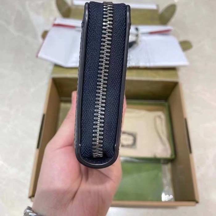 Gucci Unisex GG Ophidia GG Zip Around Wallet Beige Blue GG Supreme Canvas