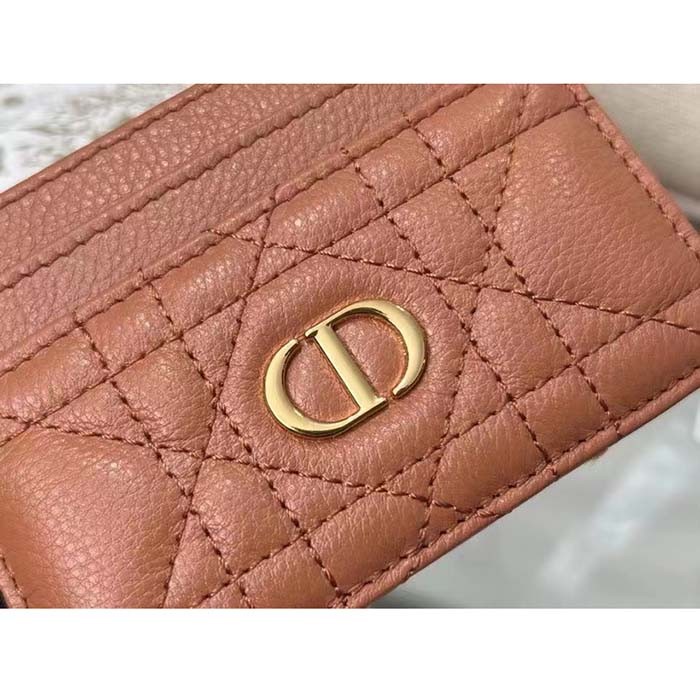 Dior Unisex CD Dior Caro Five Slot Card Holder Medium Tan Supple Cannage Calfskin