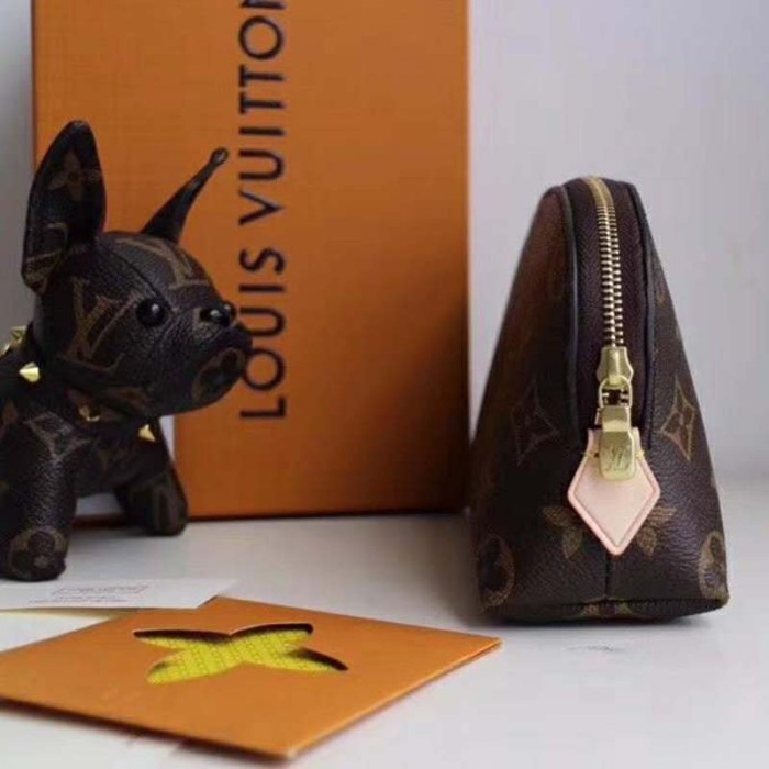 Louis Vuitton LV Women Cosmetic Pouch in Monogram Canvas-Brown