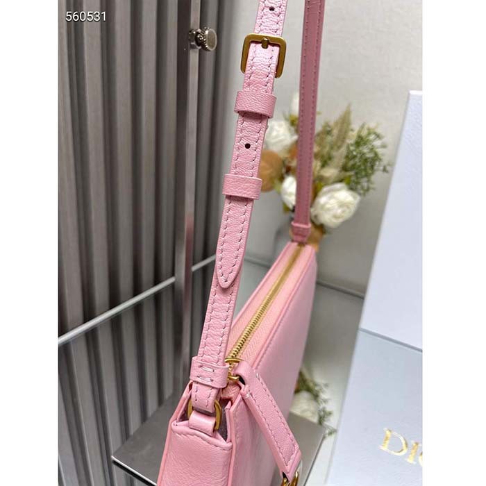 Dior CD Women Saddle Rodeo Pouch Melocoton Pink Goatskin