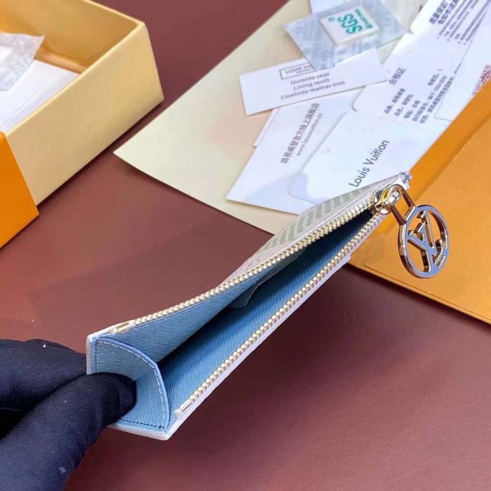 Louis Vuitton LV Unisex Romy Card Holder Green Damier Coated Canvas N40639