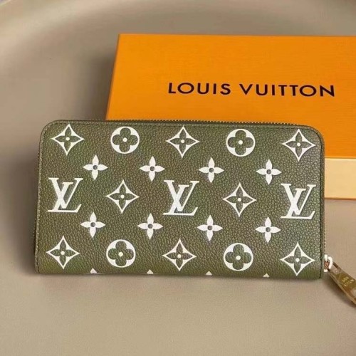 Louis Vuitton LV Unisex Zippy Wallet Green Monogram Empreinte Embossed Supple Grained Cowhide