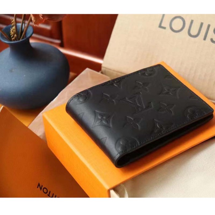 Louis Vuitton LV Unisex Multiple Wallet Black Monogram Shadow Calf Leather Cowhide