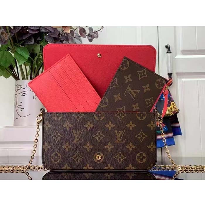 Louis Vuitton LV Women Félicie Pochette Dragon Fruit Pink Monogram Coated Canvas