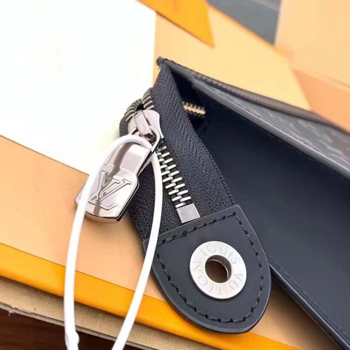 Louis Vuitton LV Unisex Pochette Voyage MM Black Grey Monogram Eclipse Canvas