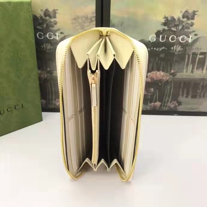 Gucci Unisex 1955 Horsebit Zip Around Wallet Beige Ebony GG Supreme Canvas