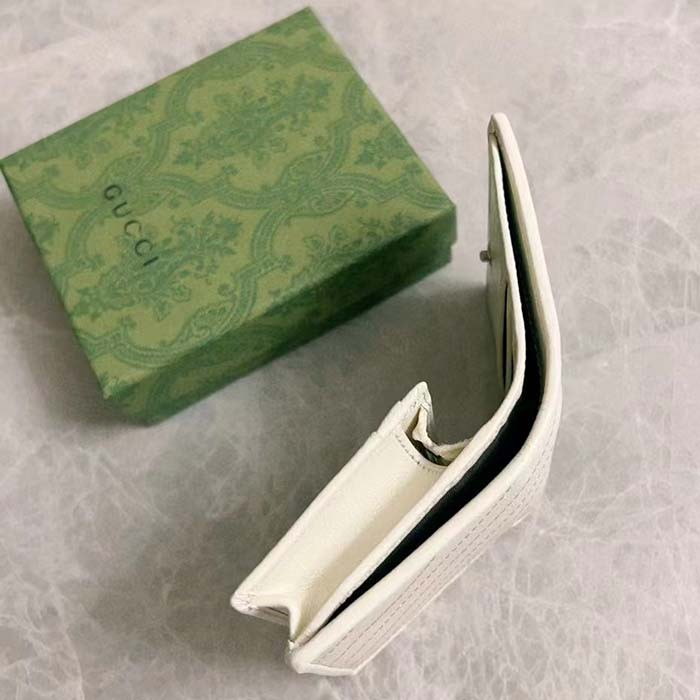 Gucci GG Unisex Blondie Card Case Wallet White Leather Round Interlocking G Style ‎760317 AACP7 9022