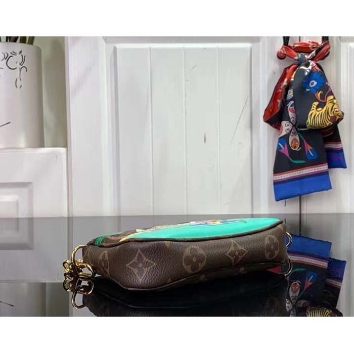 Louis Vuitton LV Unisex Mini Pochette Accessoires Dragon Fruit Pink Monogram Coated Canvas